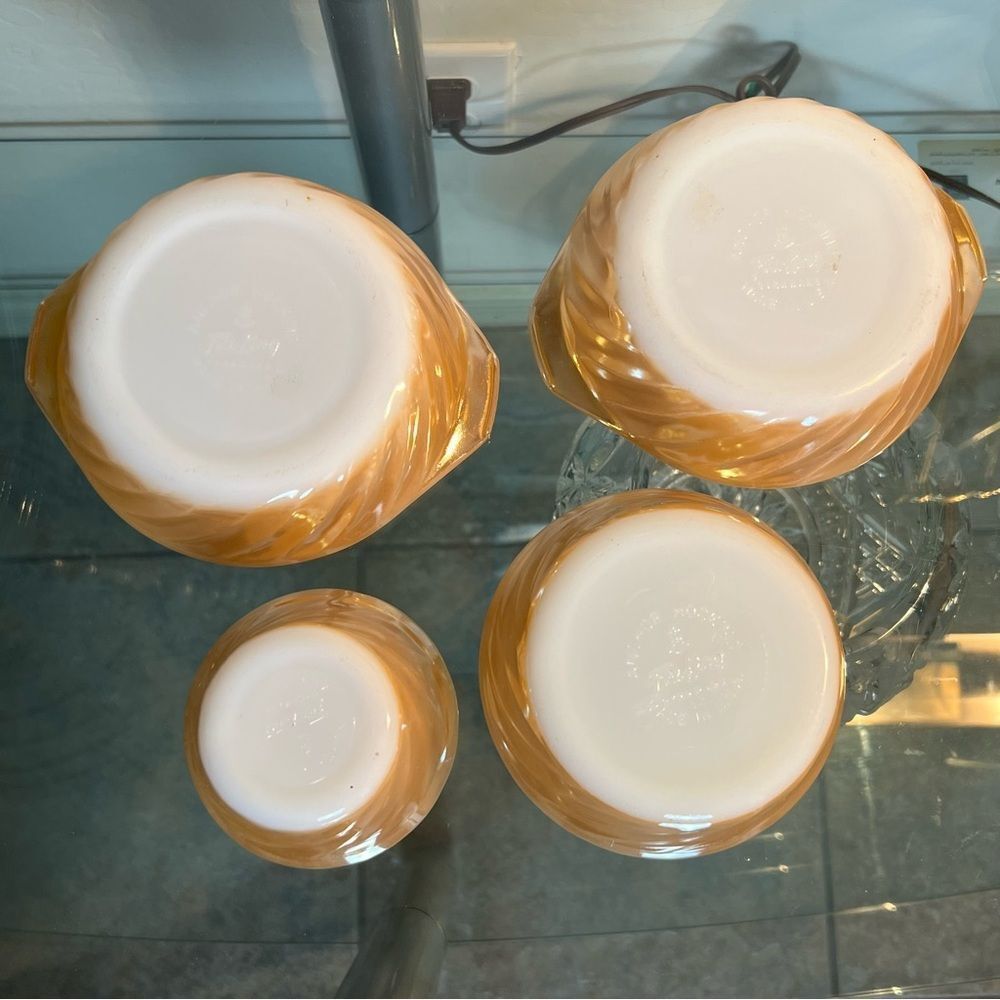 Vintage Anchor Hocking Fire King 4 PC Peach Luster Ware - Picture 4 of 6